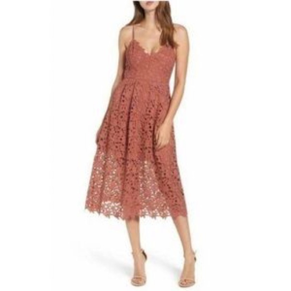 ASTR the label Dark Blush Lace Midi Dress Medium